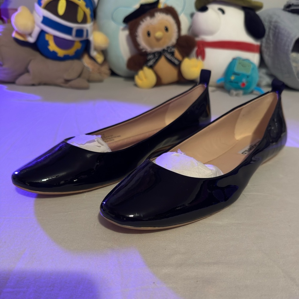 Karl Lagerfeld - Black Leather Patent Ballet Flats - Size 11